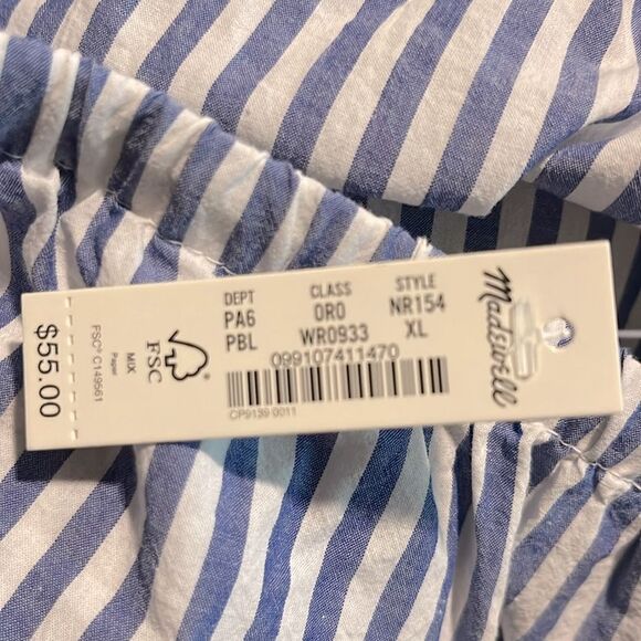 Madewell NWT Drawstring Pull-On Shorts in Pure Blue Stripe Size XL - Picture 9 of 9